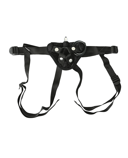 Sportsheets Vibrating Velvet Strap On Dildo Harness Includes Bullet Vibrator - Black