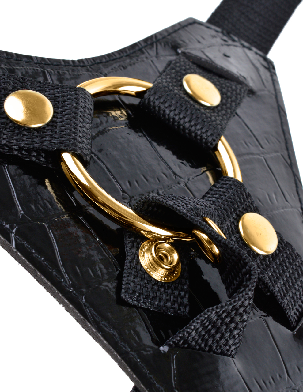 Pipedream Fetish Fantasy Gold Designer Strap On Dildo Includes Dildo - Black