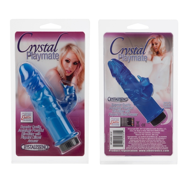 CalExotics 3" Crystal Playmate Rabbit Vibrator - Blue