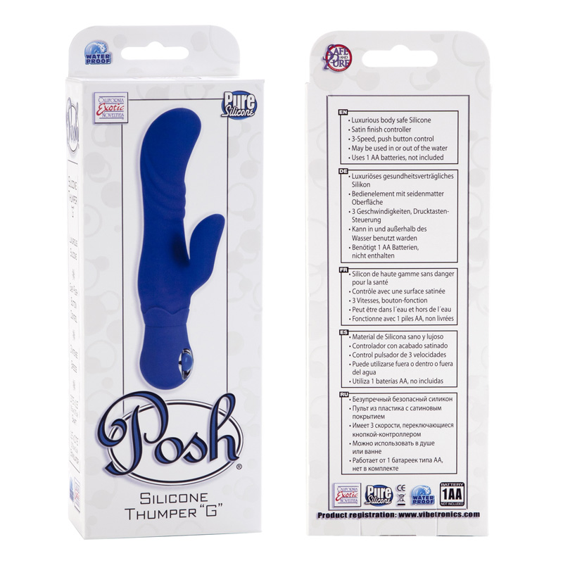 CalExotics Posh Silicone Thumper G-Spot Rabbit Vibrator - Blue