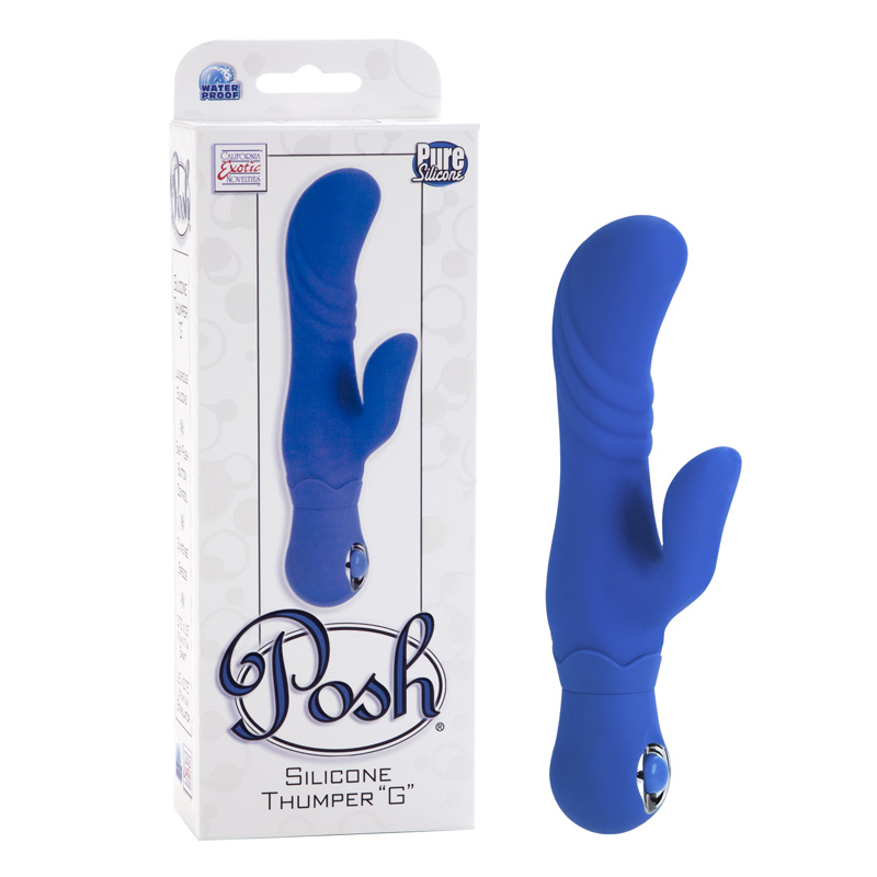 CalExotics Posh Silicone Thumper G-Spot Rabbit Vibrator - Blue