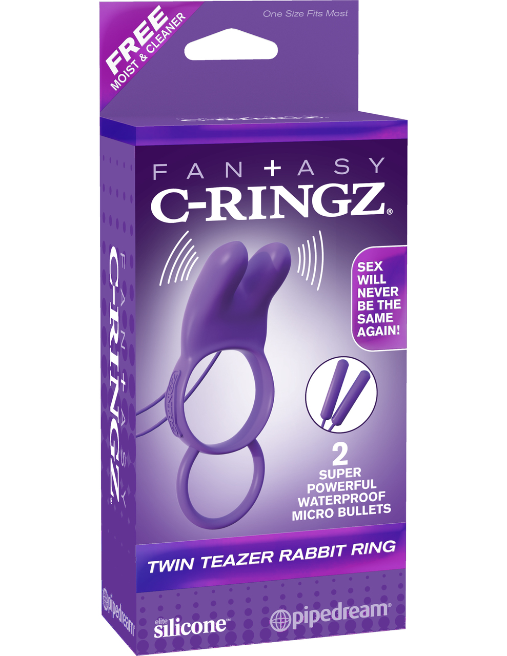 Pipedream Fantasy C - Ringz Twin Teazer Rabbit Cock Ring - Purple