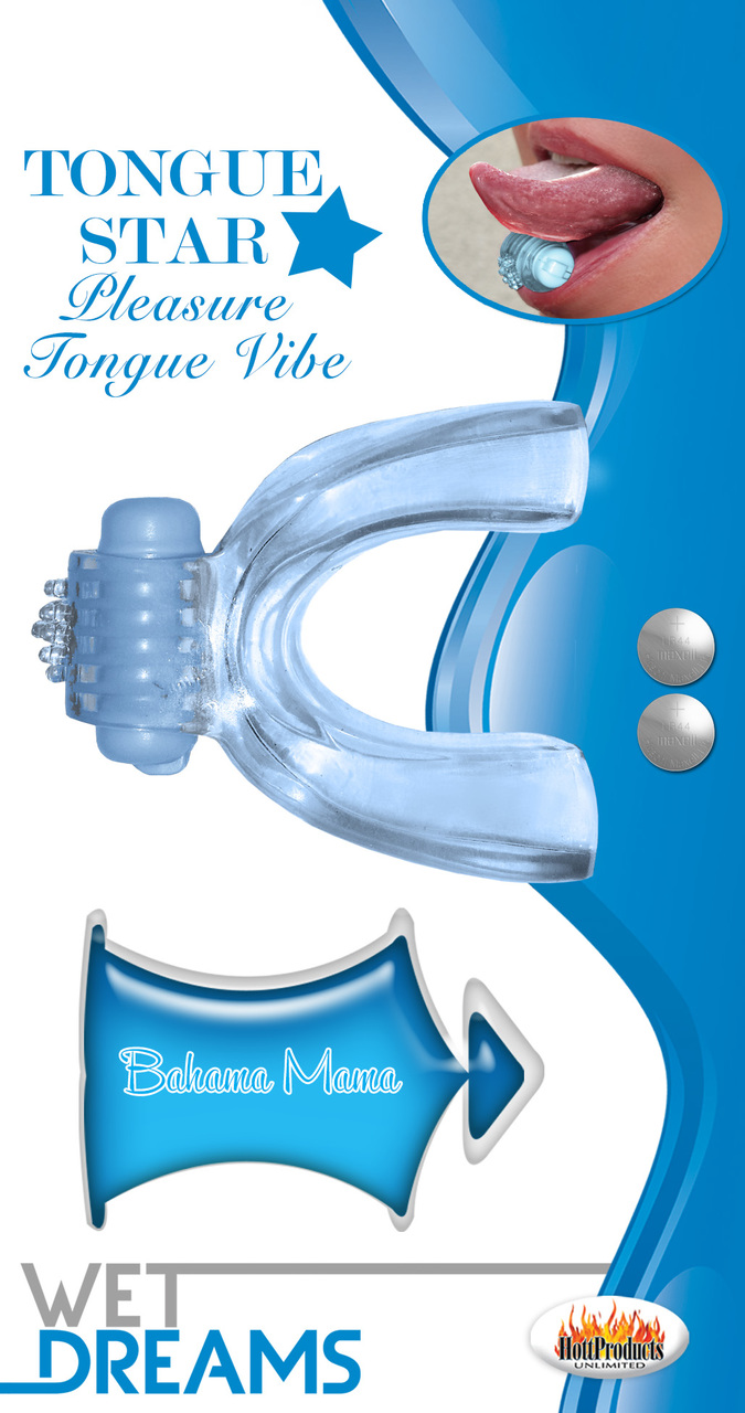 Hott Products Tongue Star Tongue VibratorWith 10 Ml Liquor Lube Pillow - Blue
