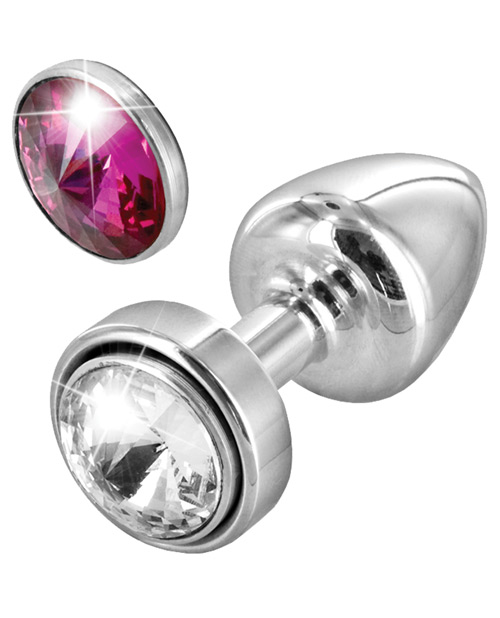 Diogol Anni 25Mm Magnetic Stone Aluminum Butt Plug - Clear/Red