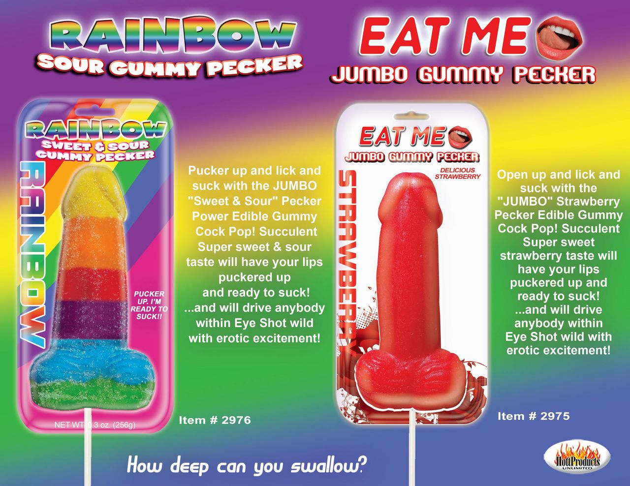 Hott Products Jumbo Gummy Cock Pop - Strawberry