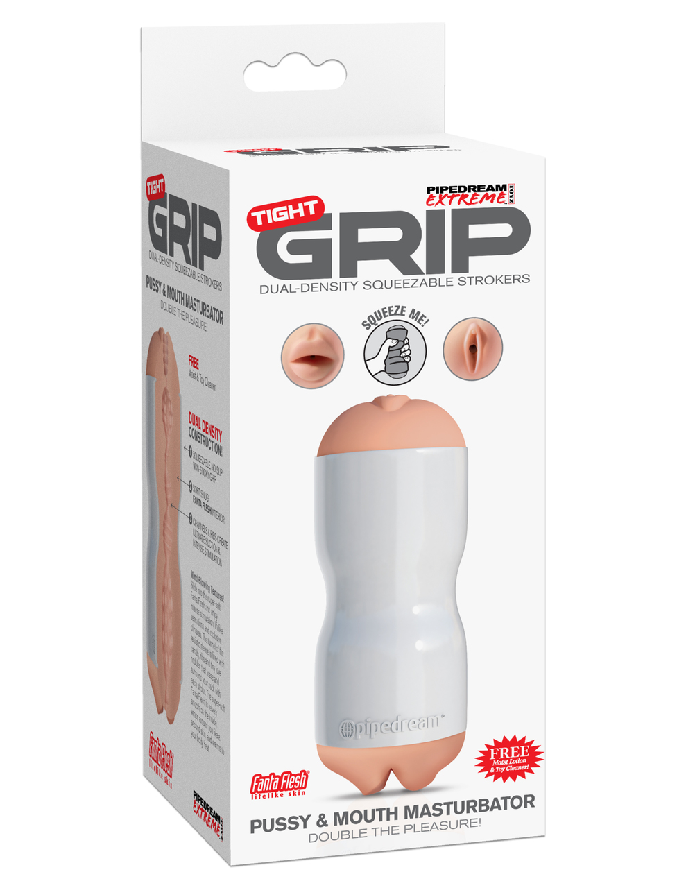 Pipedream Extreme Toyz Tight Grip Dual Density Squeezable Stroker Masturbator - Pussy & Mouth