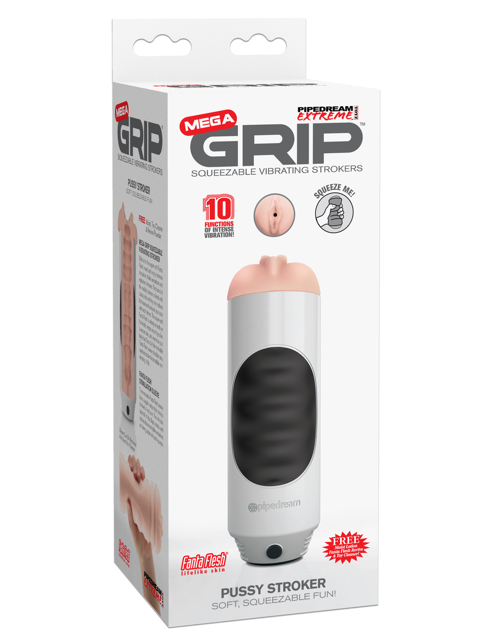 Pipedream Extreme Toyz Mega Grip Squeezable Vibrating Stroker Masturbators - Pussy