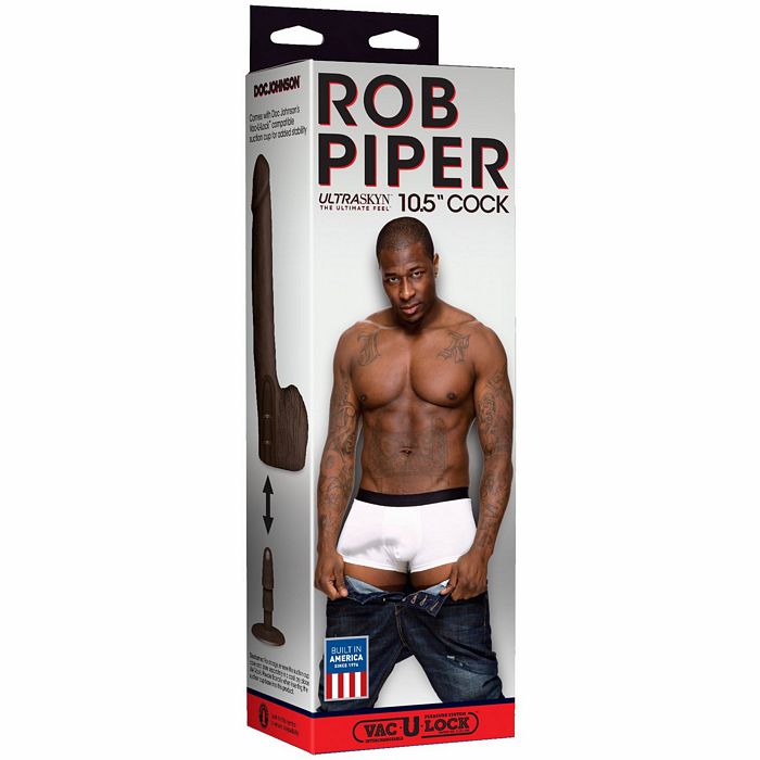 Doc Johnson Rob Piper 11" Dildo With Balls & Suction Cup- Chocolate