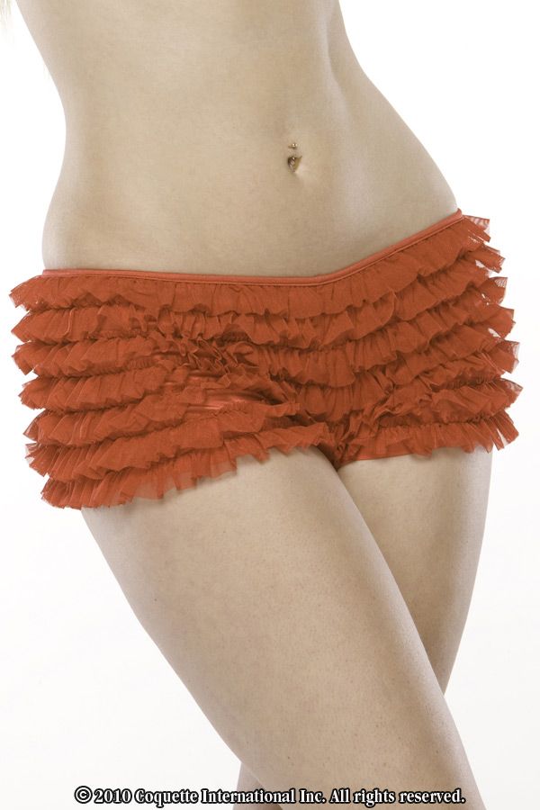 Coquette Ruffle Shorts With Back Bow Detai Red One Size Fits All