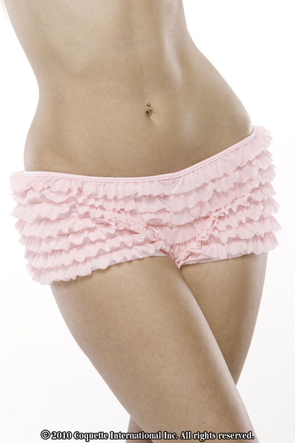 Coquette Ruffle Shorts With Back Bow Detail Pink One Size Fits All