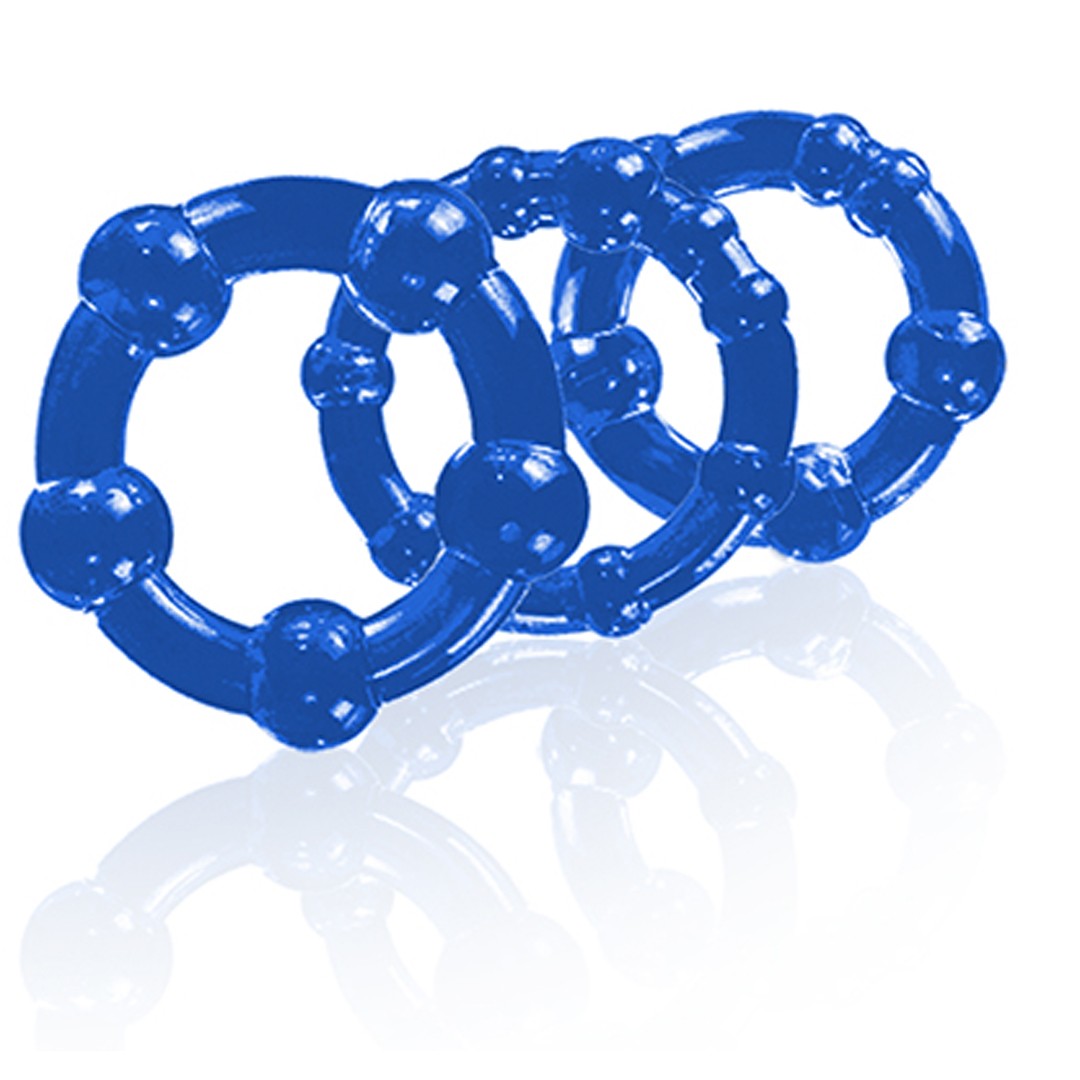 Blush Stay Hard Beaded Cock Rings - Blue Pack Of 3