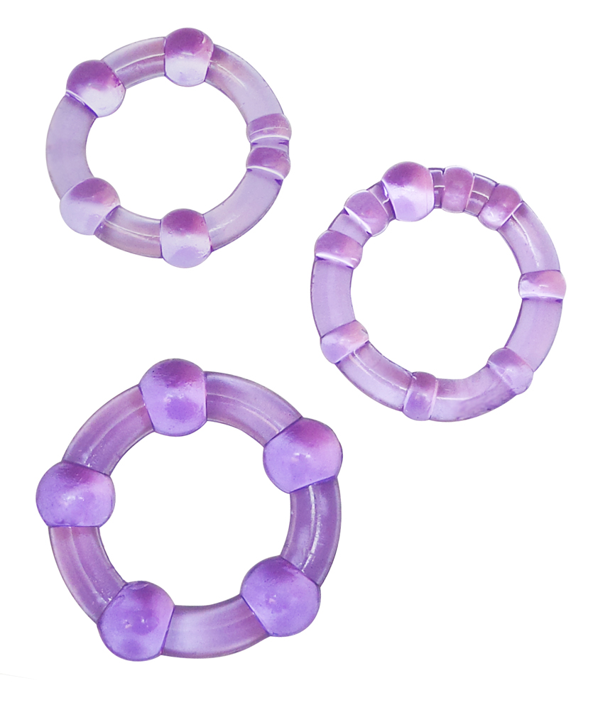 Blush Stay Hard Beaded Cock Rings - Purple Pack Of 3
