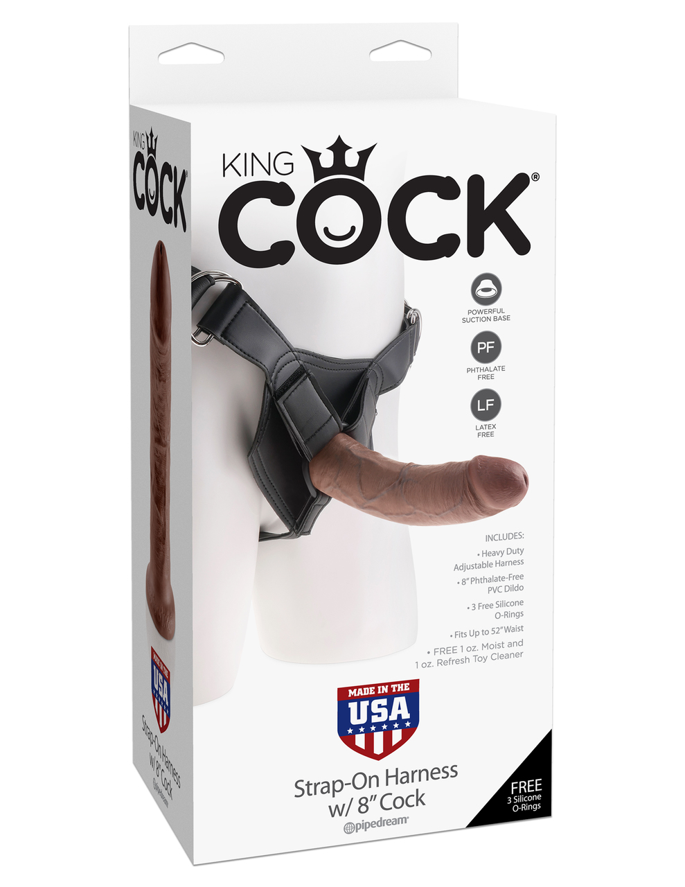 Pipedream King Cock Strap On Dildo Harness With 8" Cock - Brown