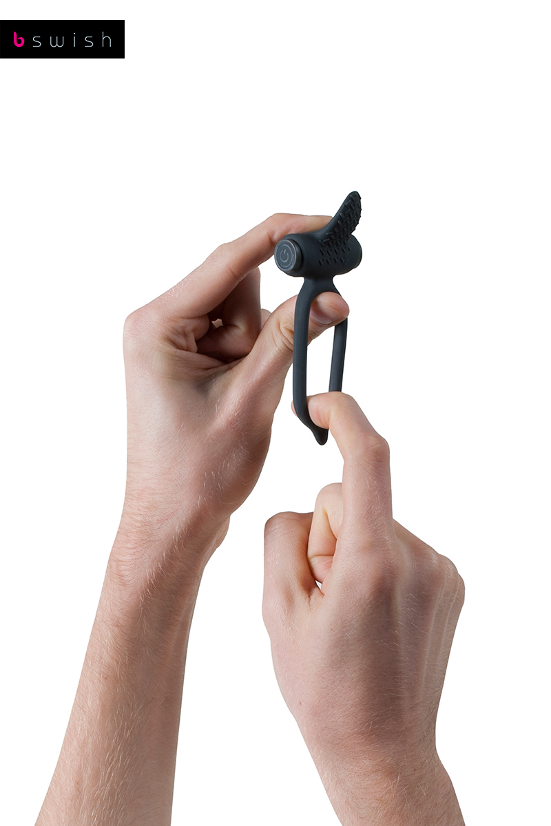 Bcharm Medium Classic Vibrating Cock Ring - Black