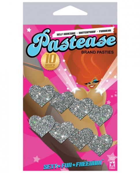 Pastease Mini Glitter Hearts - Silver Pack Of 8 Pasties