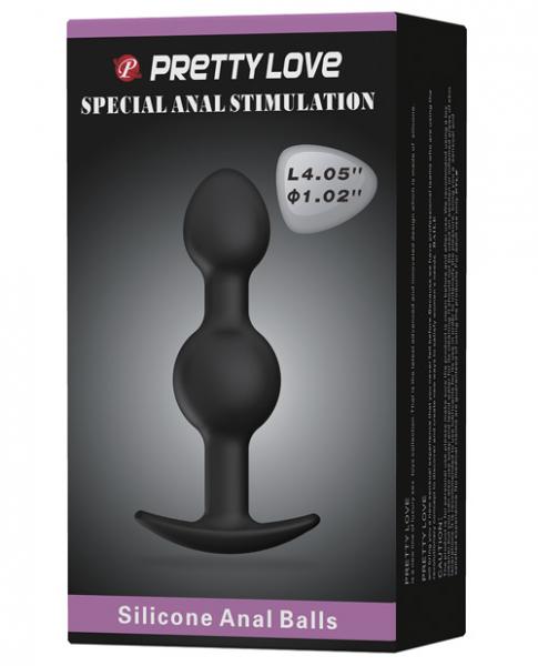 Pretty Love 4.05" Silicone Anal Butt Plug With Ball - Black
