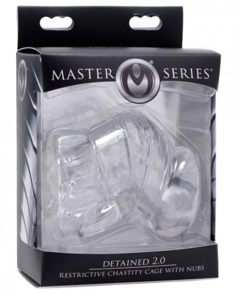 XR Detained 2.0 Restrictive Chastity Cage Nubs Clear