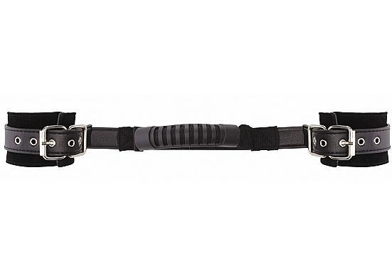 Shots Ouch Fetish Adjustable Leather Handcuffs Black