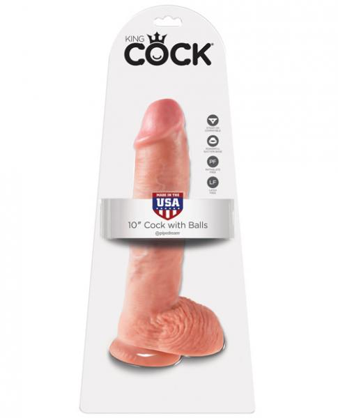 Pipedream King Cock 10" Suction Cup Dildo With Balls Beige