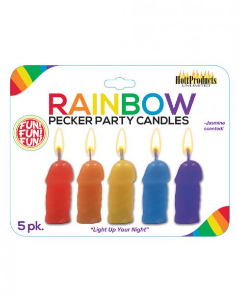 Hott Products Rainbow Pecker Party Candles 5 Pack Assorted Colors