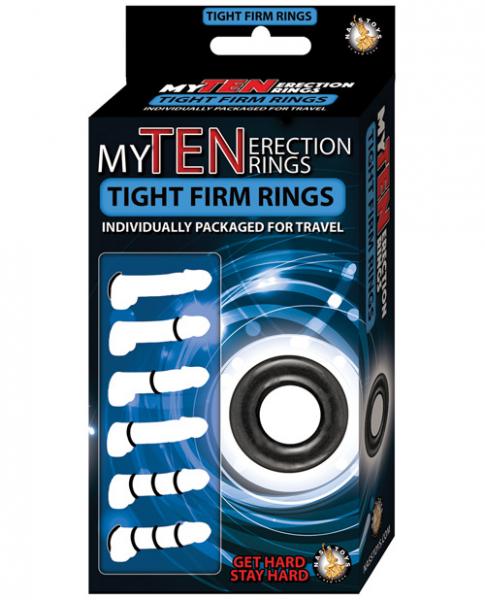 Nasstoys My Ten Erection Rings Tight Firm Cock Rings Black