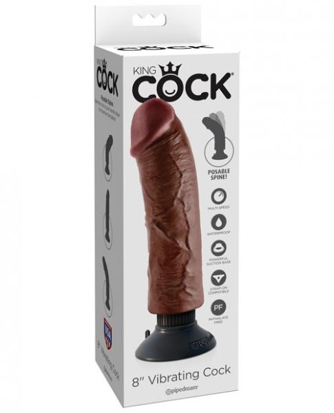 Pipedream King Cock 8" Vibrating Suction Cup Dildo Brown