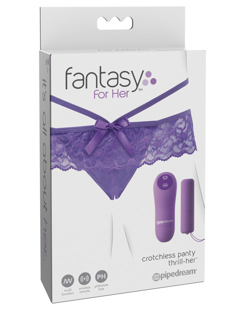 Pipedream Fantasy For Her Crotchless Vibrating Panty Thrill Her - Purple
