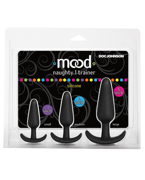 Doc Johnson Mood Naughty 1 Anal Trainer Butt Plug Kit - Black Set Of 3