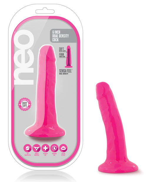 Blush Neo 5.5" Dual Density Suction Cup Dildo - Neon Pink