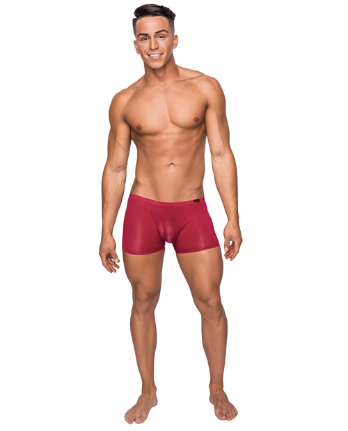 Male Power Men's Seamless Sleek Short With Sheer Pouch Red Lg