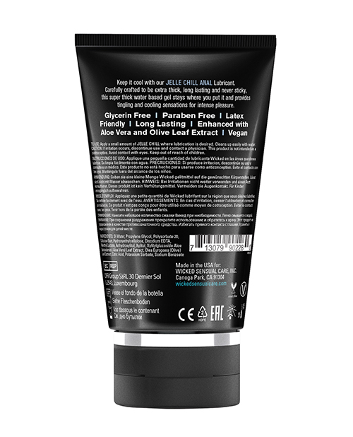 Wicked Sensual Care Collection Jelle Cooling Waterbased Anal Gel Personal Lubricant - 4 Oz