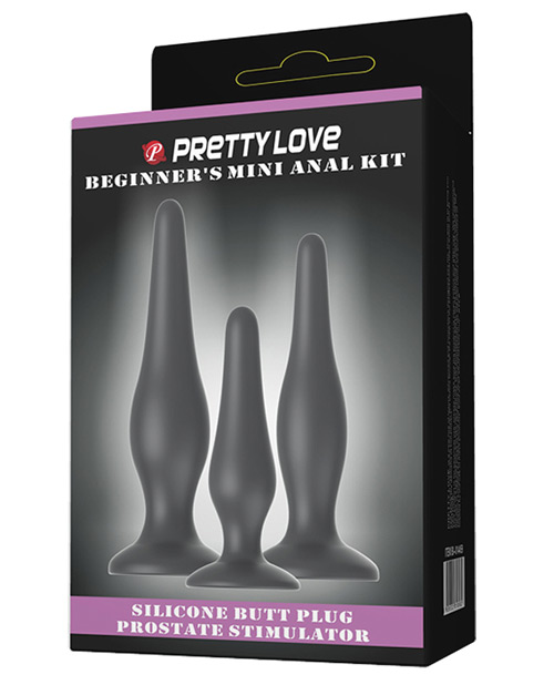Pretty Love Beginner's Mini Butt Plug Anal Trainer Kit - Black Set Of 3