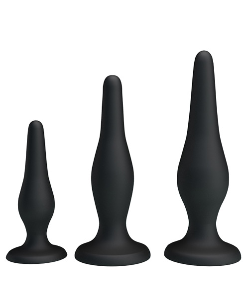 Pretty Love Beginner's Mini Butt Plug Anal Trainer Kit - Black Set Of 3