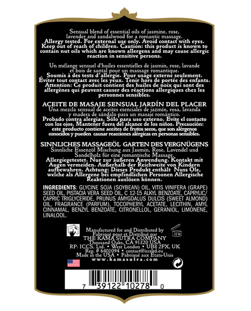 Kama Sutra Aromatics Fragranced Massage Oil - 2 Oz Pleasure Garden