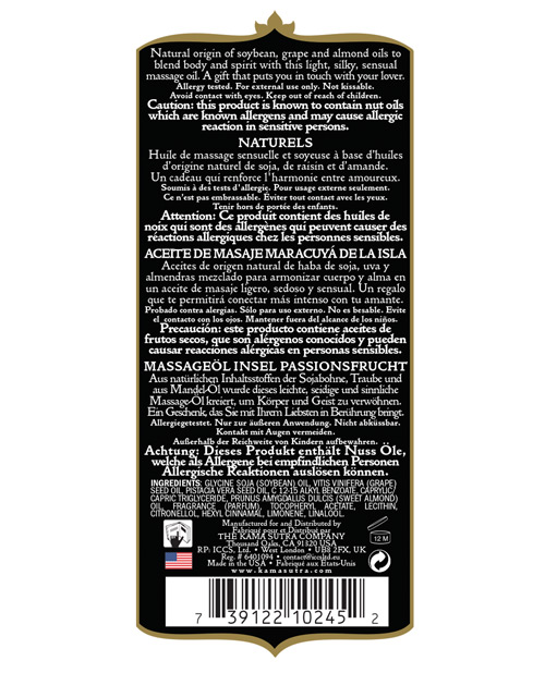 Kama Sutra Naturals Fragranced Massage Oil - Island Passion Berry