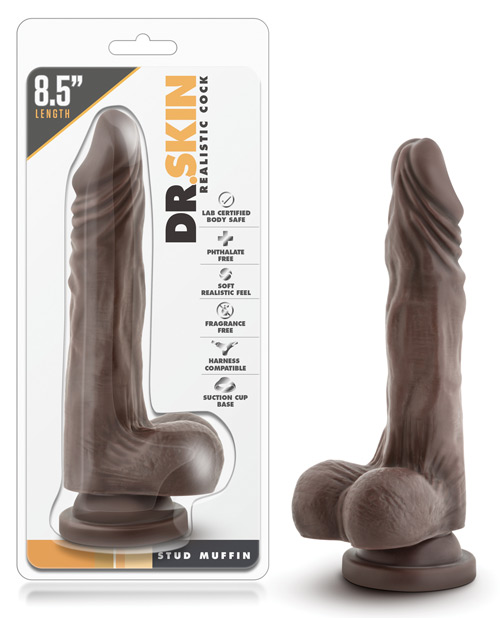 Blush Dr. Skin Mr. Skin Stud Muffin Suction Cup Dildo - Chocolate