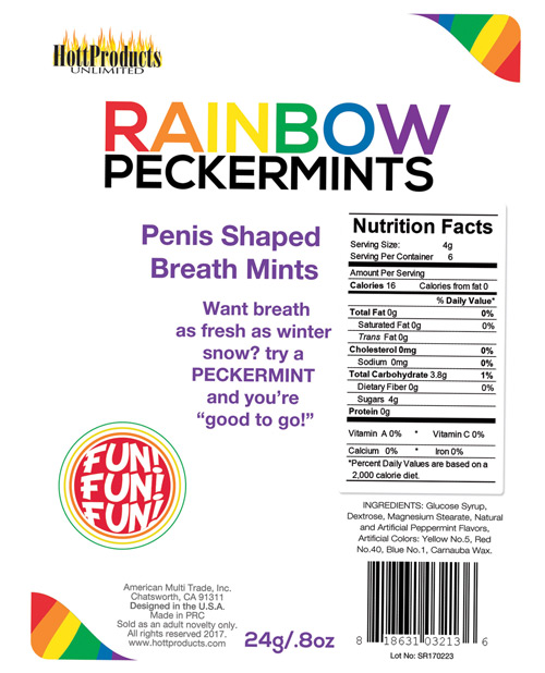 Hott Products Rainbow Pecker Shape Candies In Tin - Carded