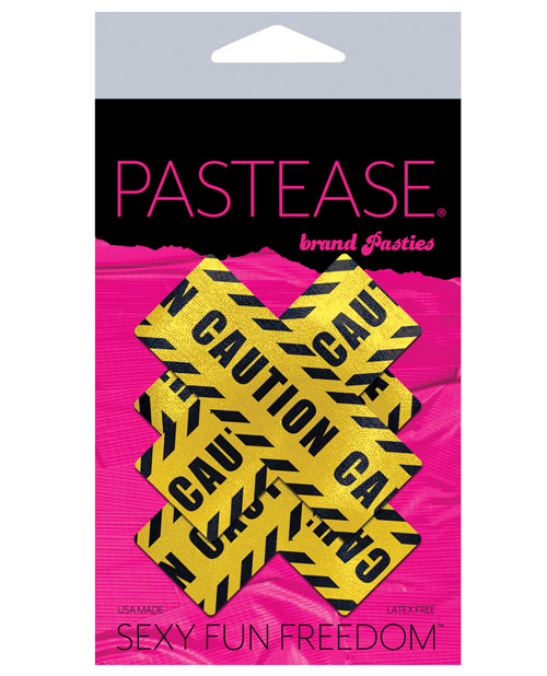Pastease Caution Cross - Black/Yellow O/S Pasties