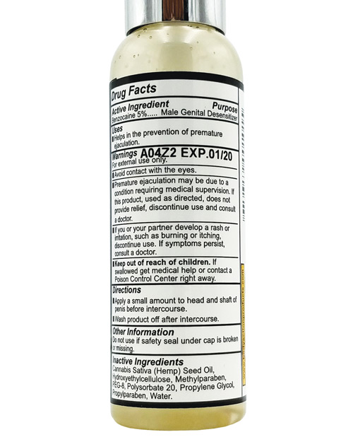 Body Action High Control Climax Control Gel For Men With Hemp Seed Oil - 2 Oz