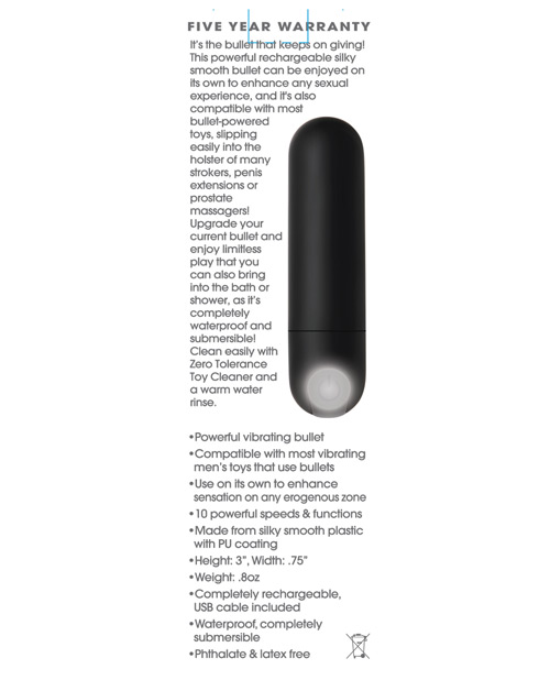 Zero Tolerance All Powerful Rechargeable Bullet Vibrator