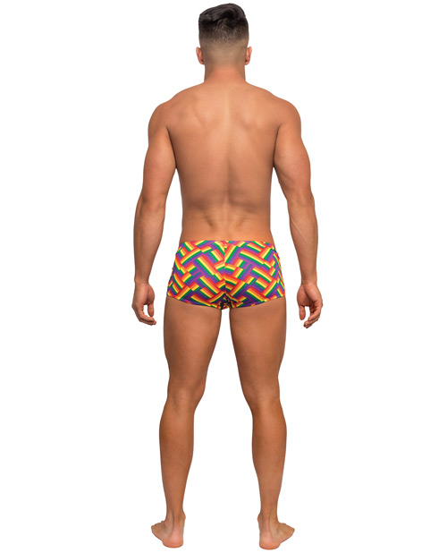 Male Power Men's Pride Fest Contoured Pouch Mini Short Rainbow Md
