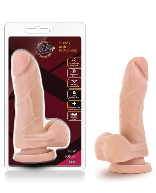 Blush X5 5" Suction Cup Dildo With Flexible Spine - Beige