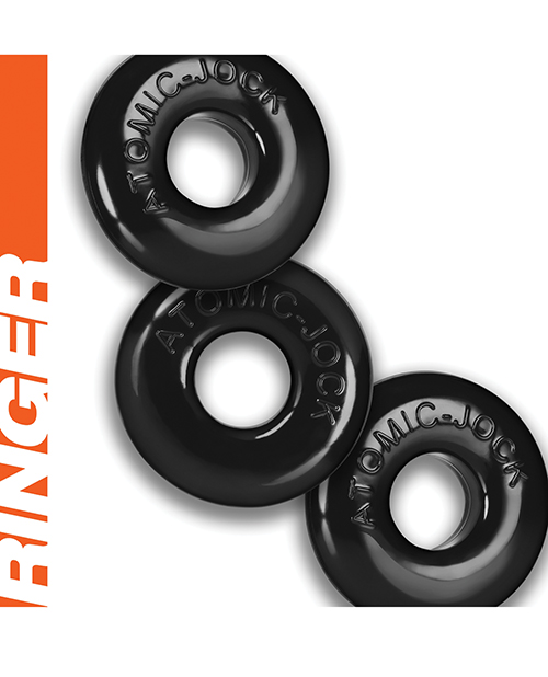 Oxballs Ringer Donut 1 Cock Ring - Black Pack Of 3
