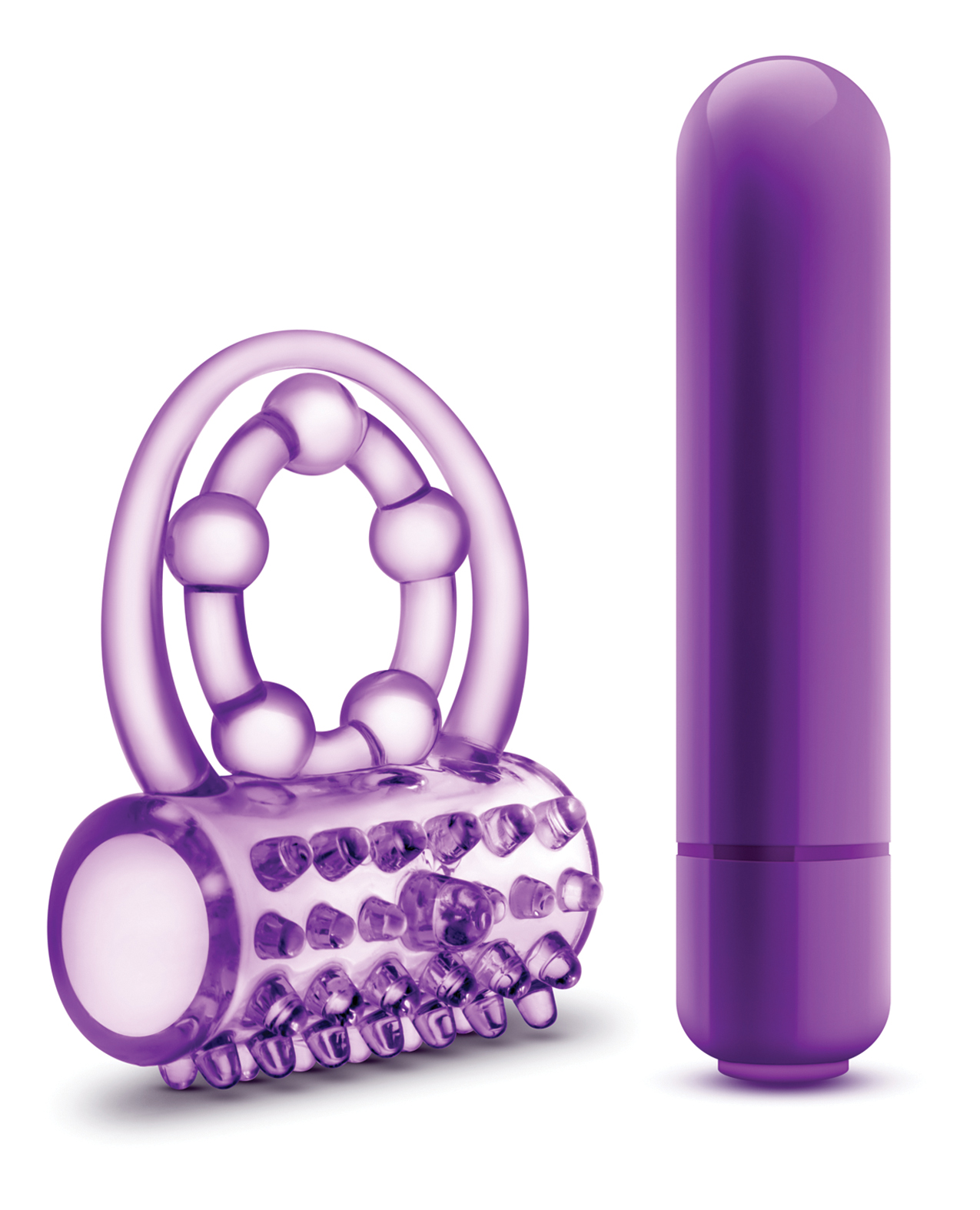 Blush Play With Me The Player Vibrating Double Strap Cock Ring - Purple