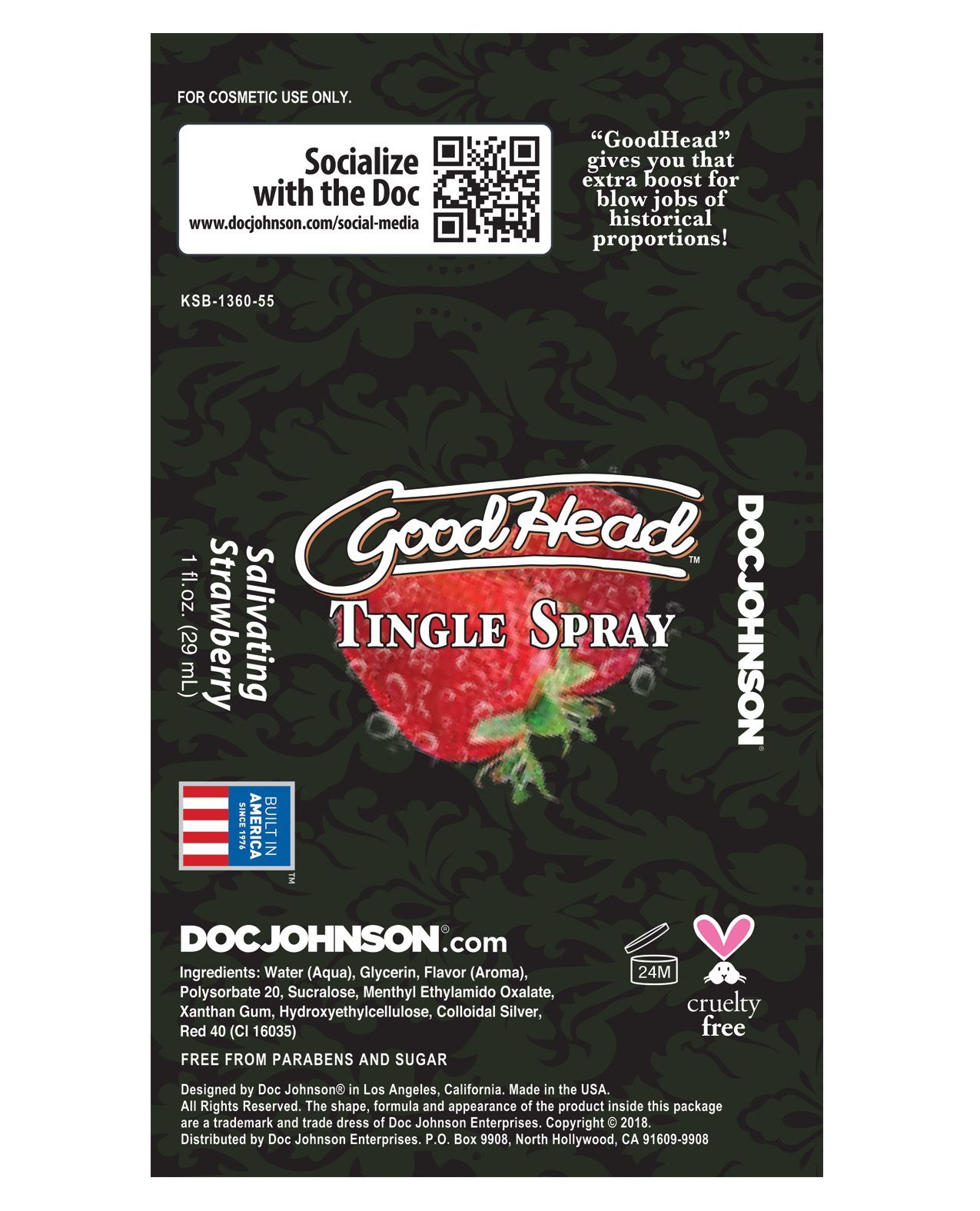 Doc Johnson GoodHead Tingle Oral Sex Spray - Salivating Strawberry