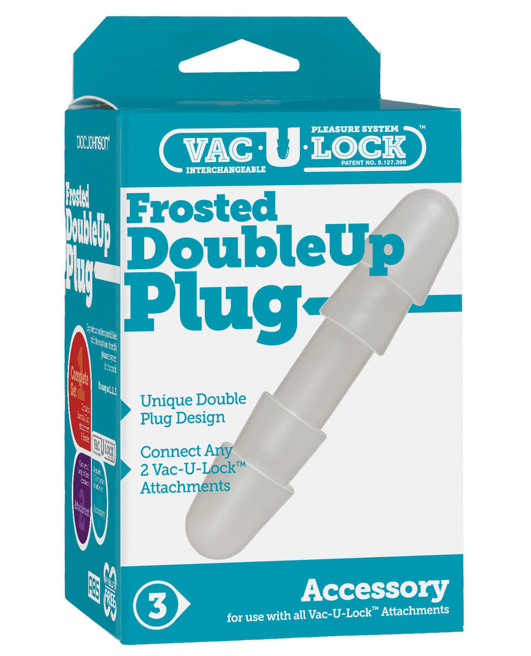 Doc Johnson Vac - U - Lock Double Up Plug Strap On Dildo - Frosted