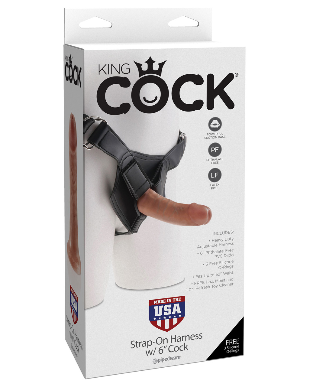 Pipedream King Cock Strap On Dildo Harness With 6" Cock - Tan