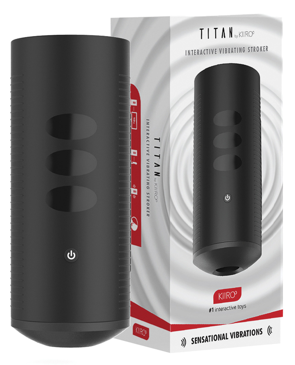 Kiiroo Titan Interactive Vibrating Masturbator Stroker - Black