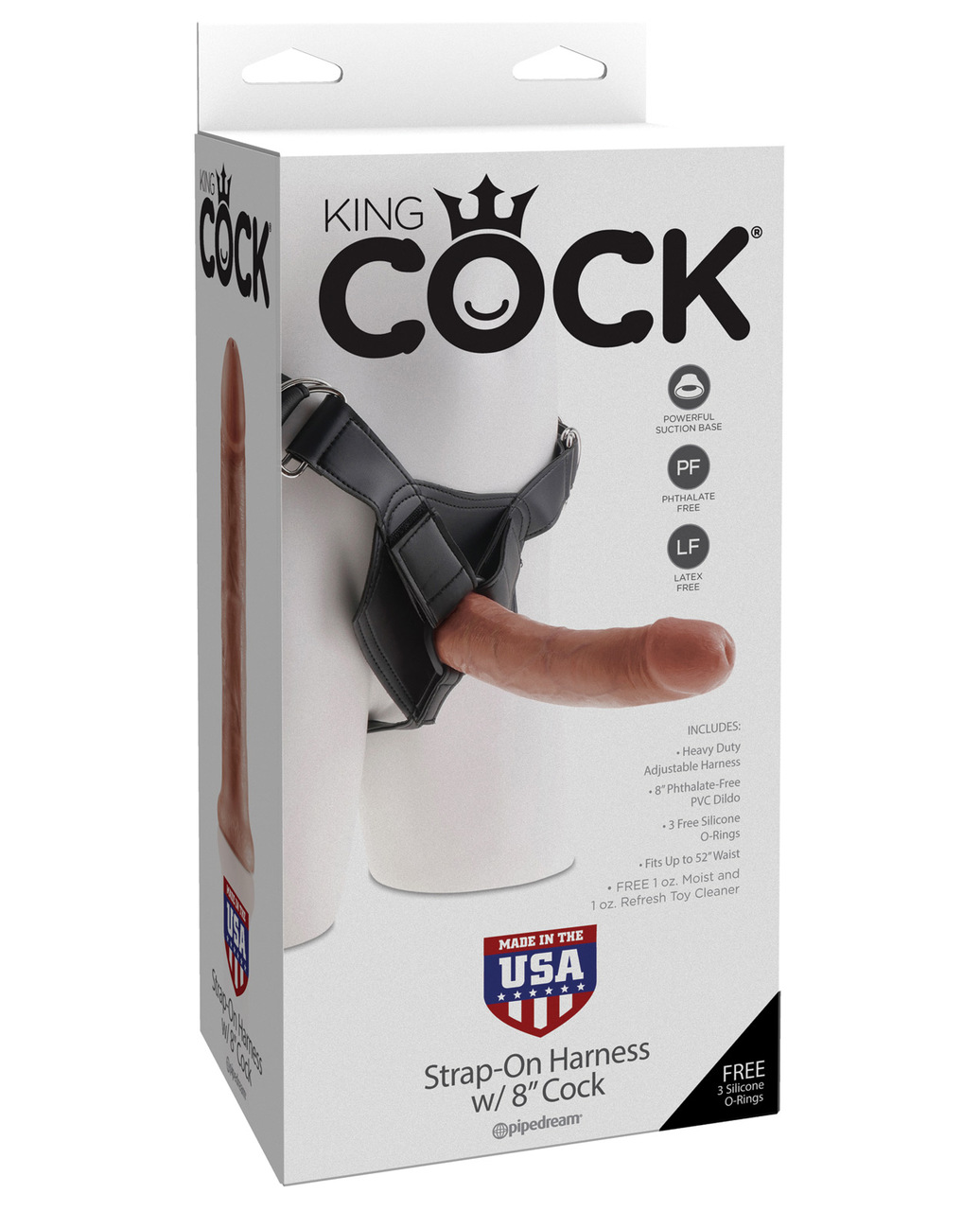 Pipedream King Cock Strap On Dildo Harness With 8" Cock - Tan