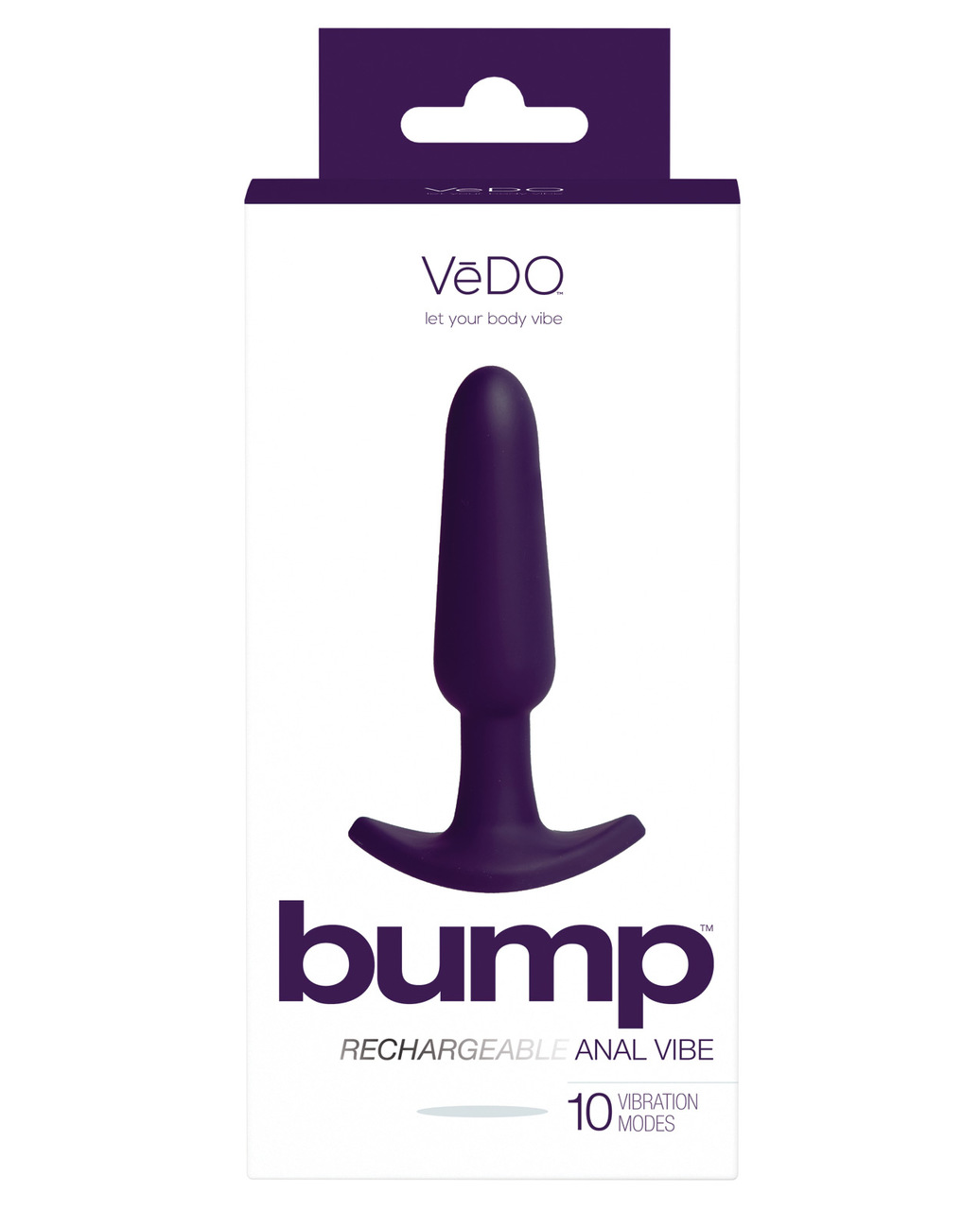 VeDO Bump Rechargeable Anal Vibrator Butt Plug - Deep Purple